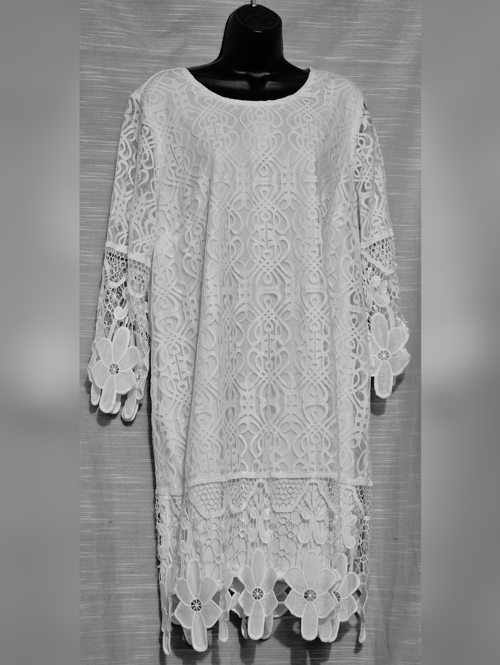 J GEE Womens  Plus Lace Overlay Dress Knee Length Lined White Size 2x (16-18)